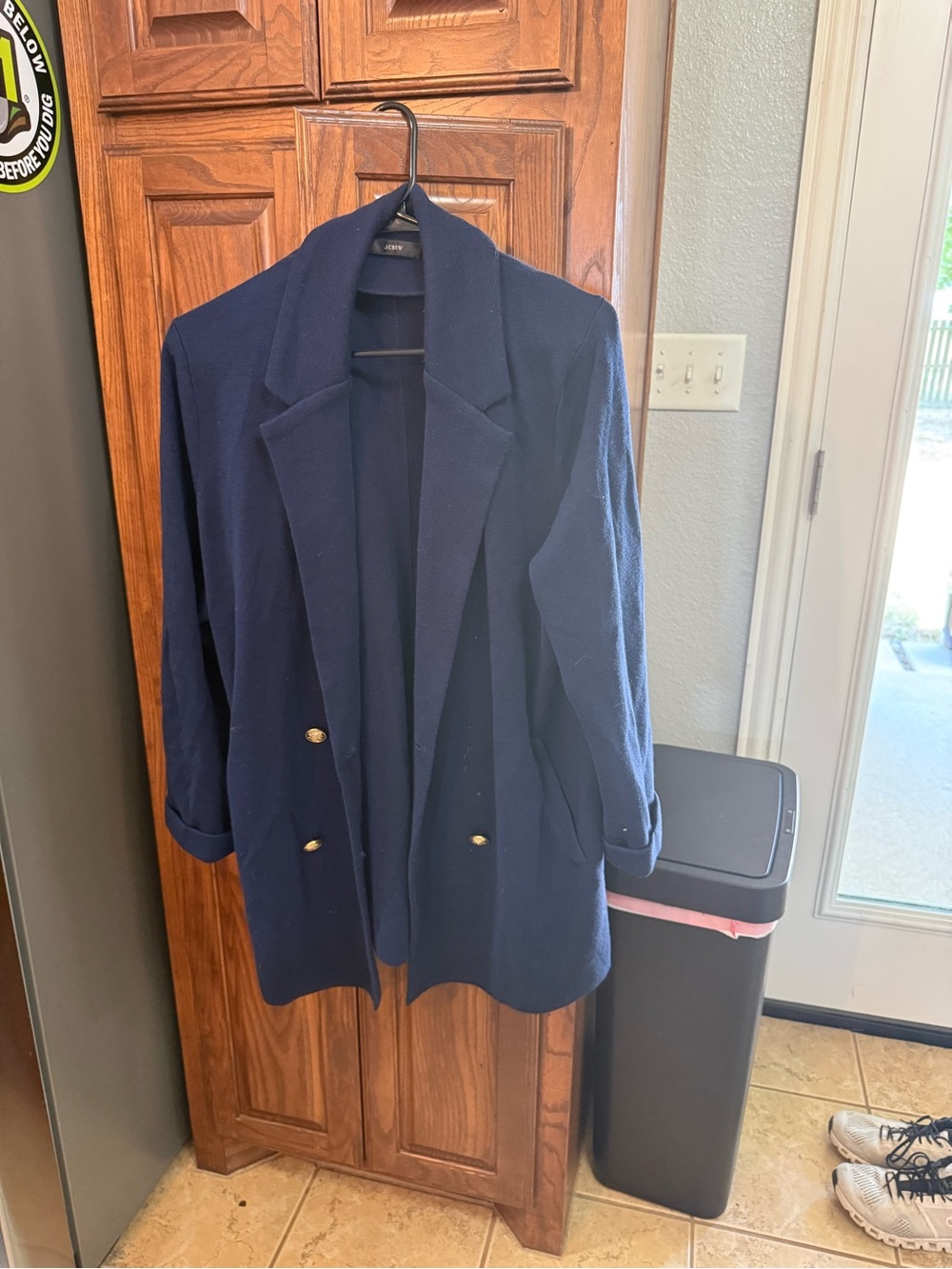 J. Crew Navy Double-Breasted Blazer with Gold Buttons